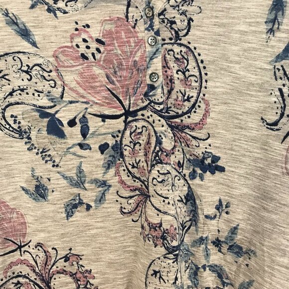 NWT Style & Co. Womens Floral Henley Shirt Size 0X blue pink grey - Picture 3 of 8